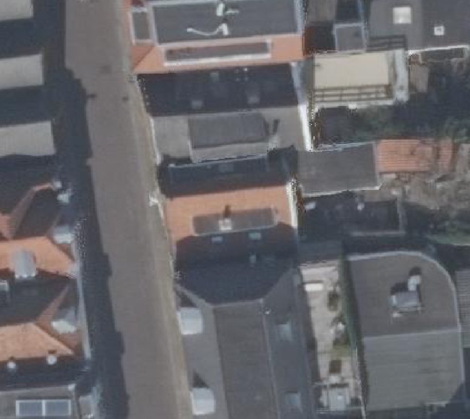 True ortho Luchtfoto op daksegment ingezoomd