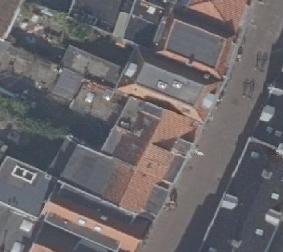True ortho Luchtfoto op daksegment ingezoomd