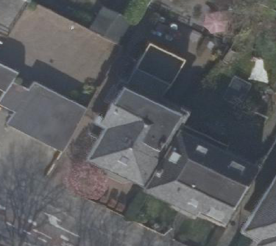 True ortho Luchtfoto op daksegment ingezoomd