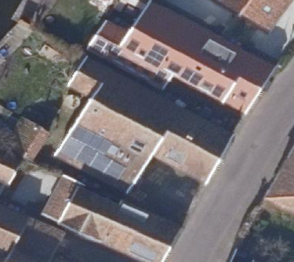 True ortho Luchtfoto op daksegment ingezoomd