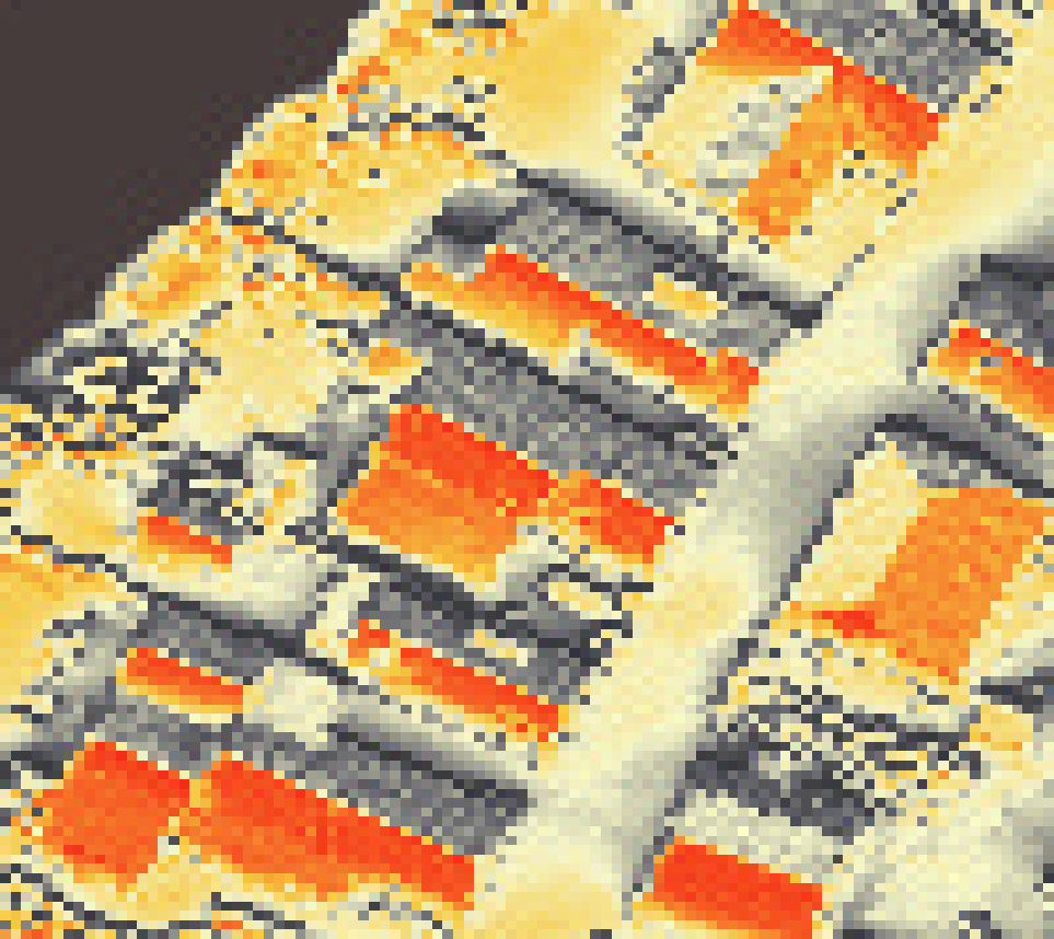 PV-irradiatie op daksegment met intensiteitsverdeling van zonlicht
