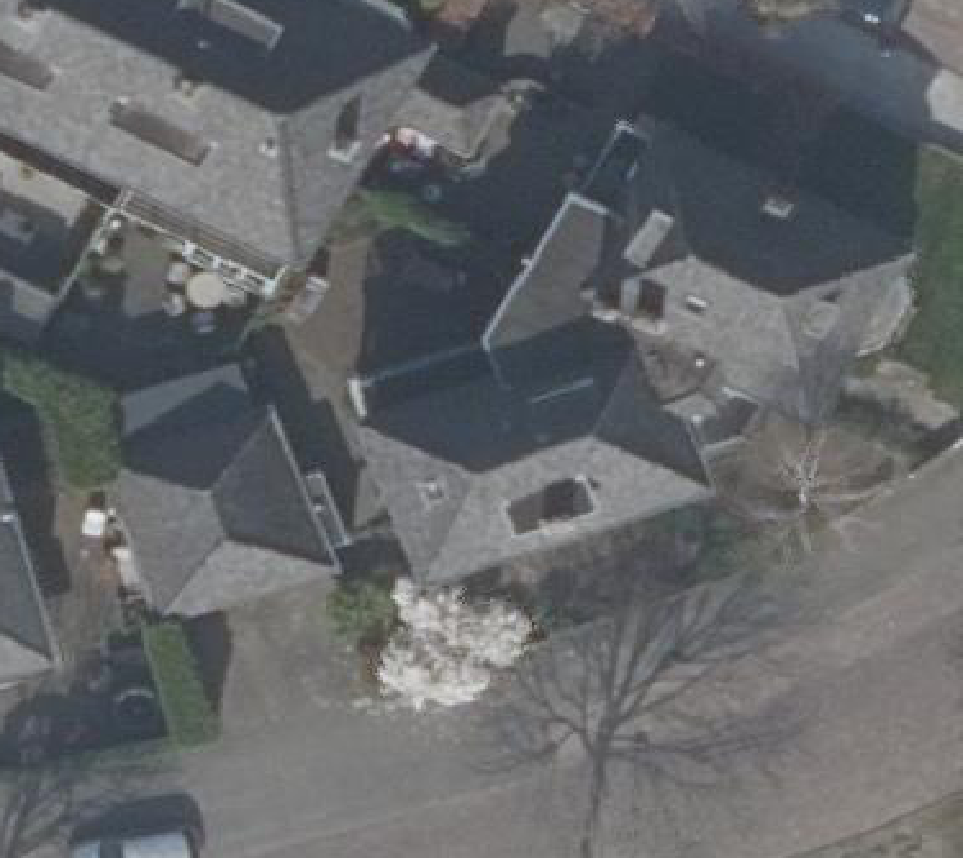 True ortho Luchtfoto op daksegment ingezoomd