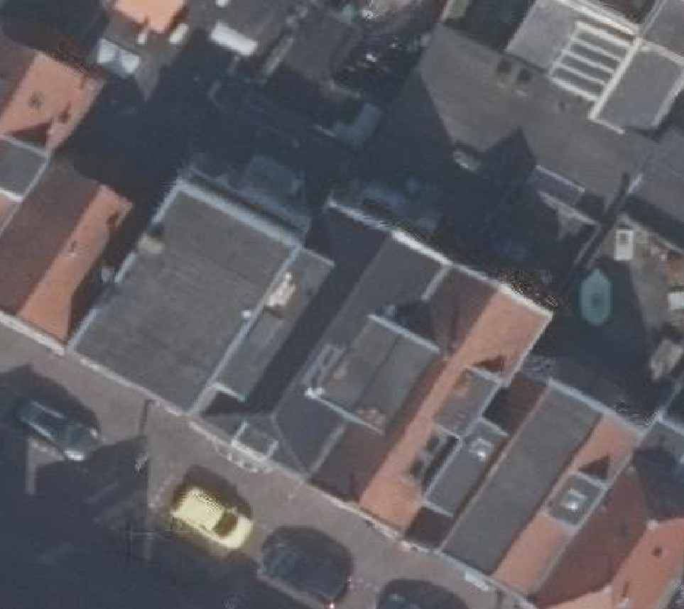 True ortho Luchtfoto op daksegment ingezoomd