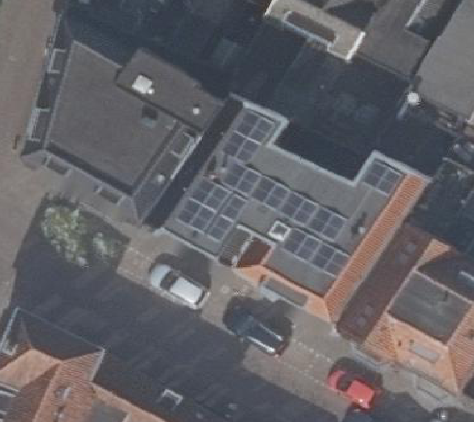 True ortho Luchtfoto op daksegment ingezoomd