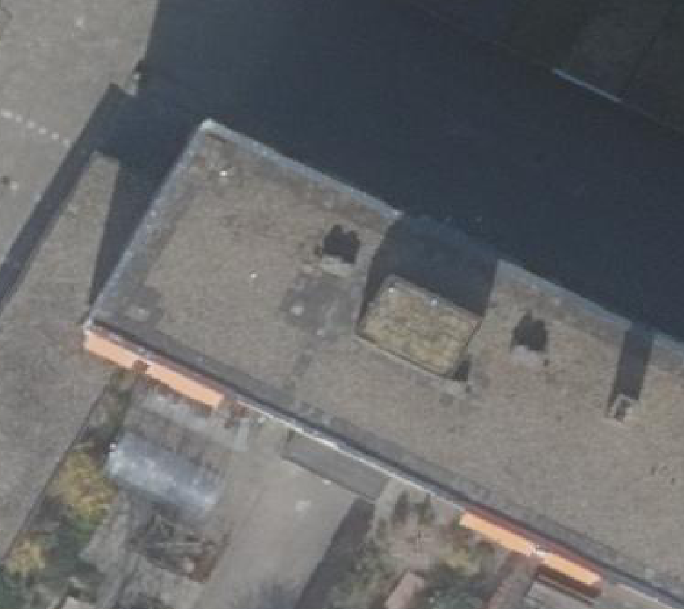 True ortho Luchtfoto op daksegment ingezoomd