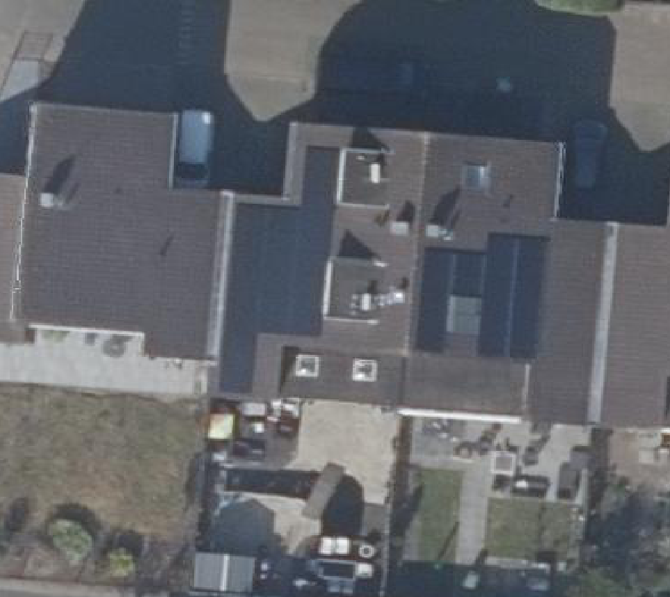True ortho Luchtfoto op daksegment ingezoomd