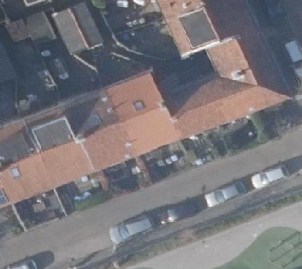 True ortho Luchtfoto op daksegment ingezoomd