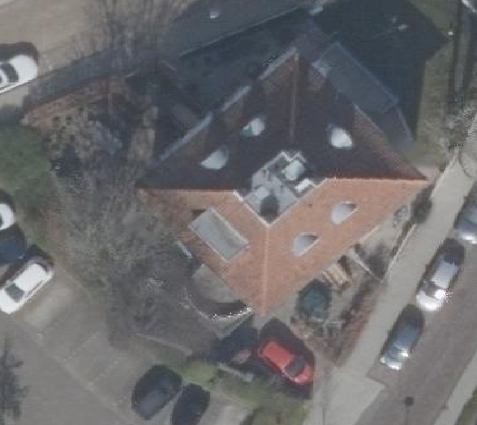 True ortho Luchtfoto op daksegment ingezoomd