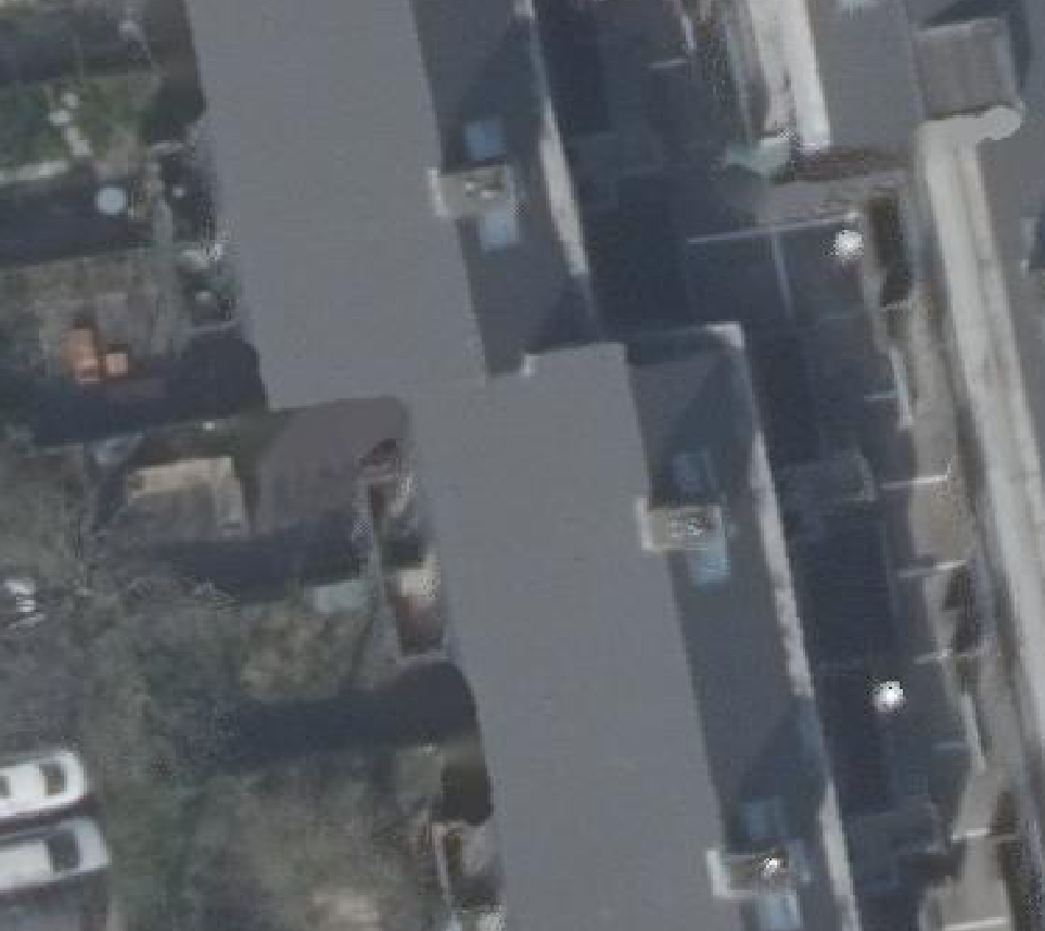 True ortho Luchtfoto op daksegment ingezoomd