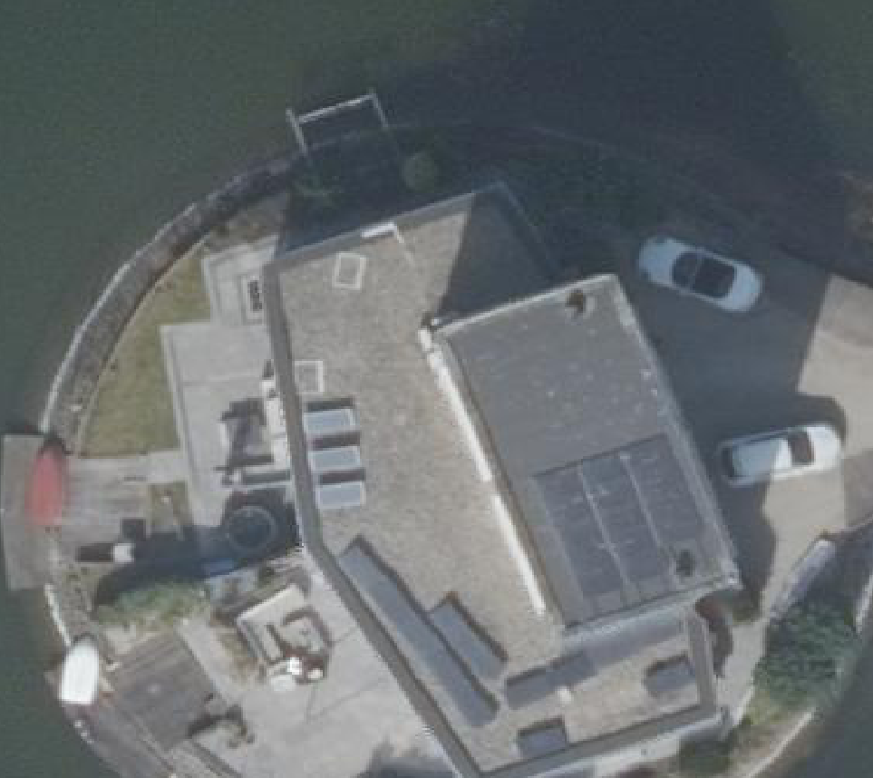 True ortho Luchtfoto op daksegment ingezoomd