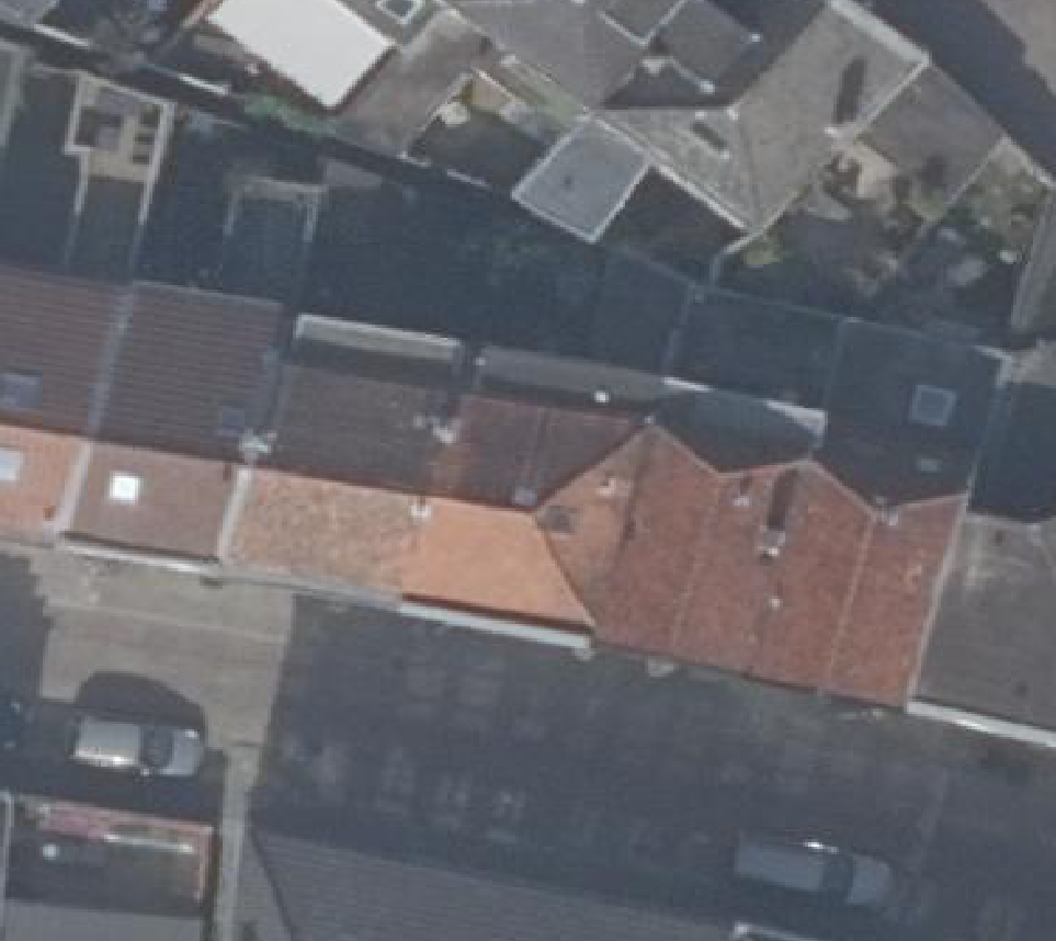 True ortho Luchtfoto op daksegment ingezoomd