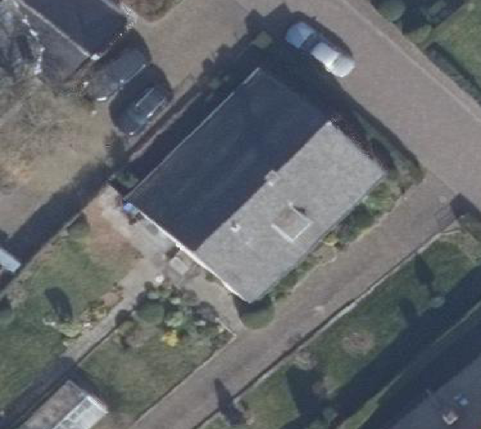 True ortho Luchtfoto op daksegment ingezoomd