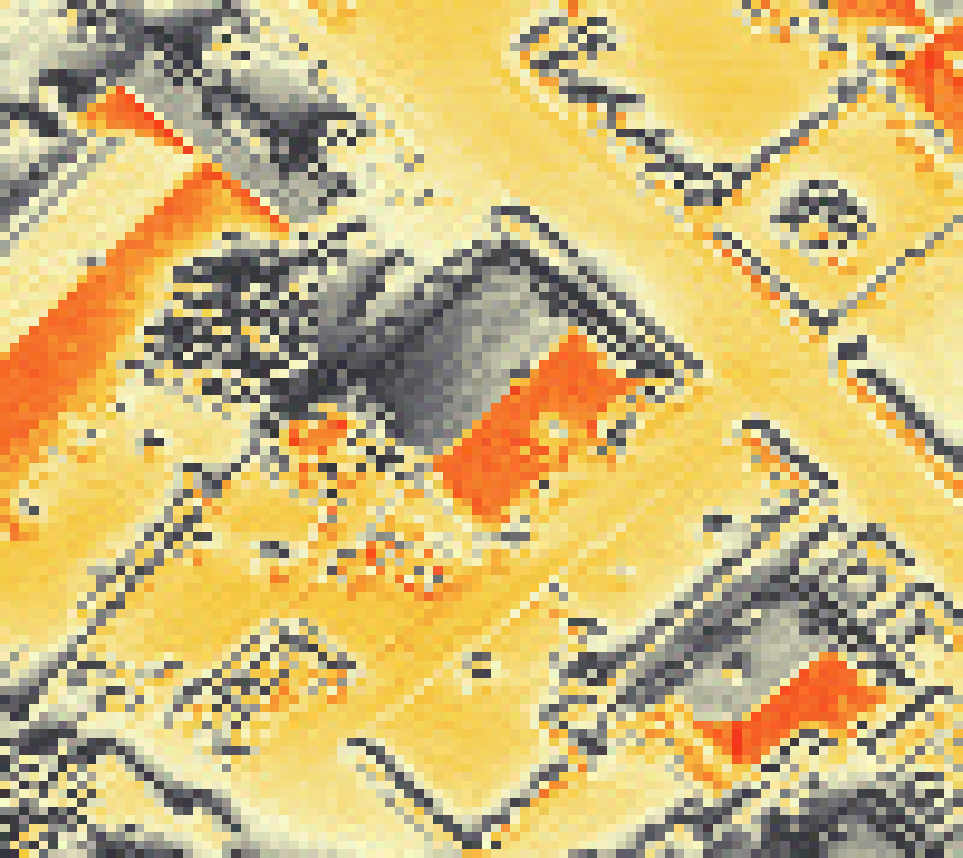 PV-irradiatie op daksegment met intensiteitsverdeling van zonlicht
