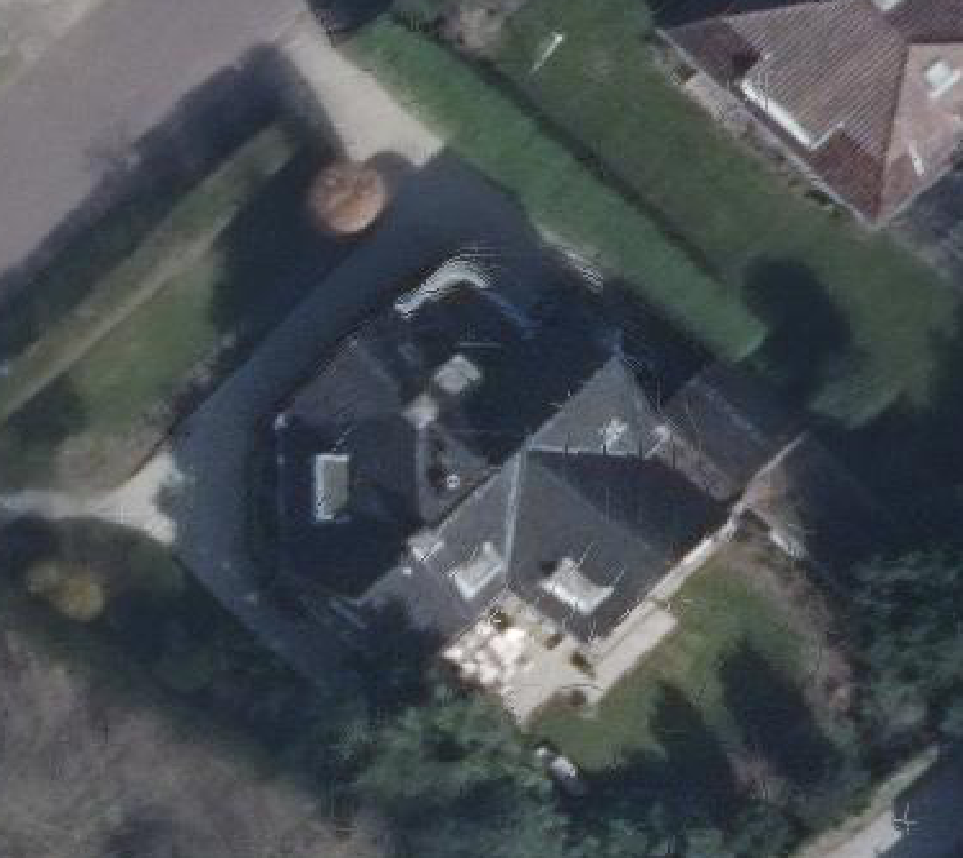 True ortho Luchtfoto op daksegment ingezoomd