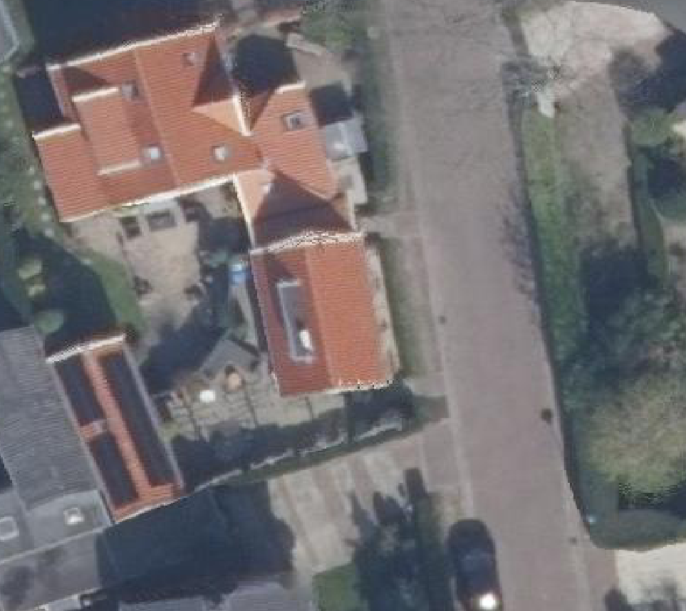 True ortho Luchtfoto op daksegment ingezoomd