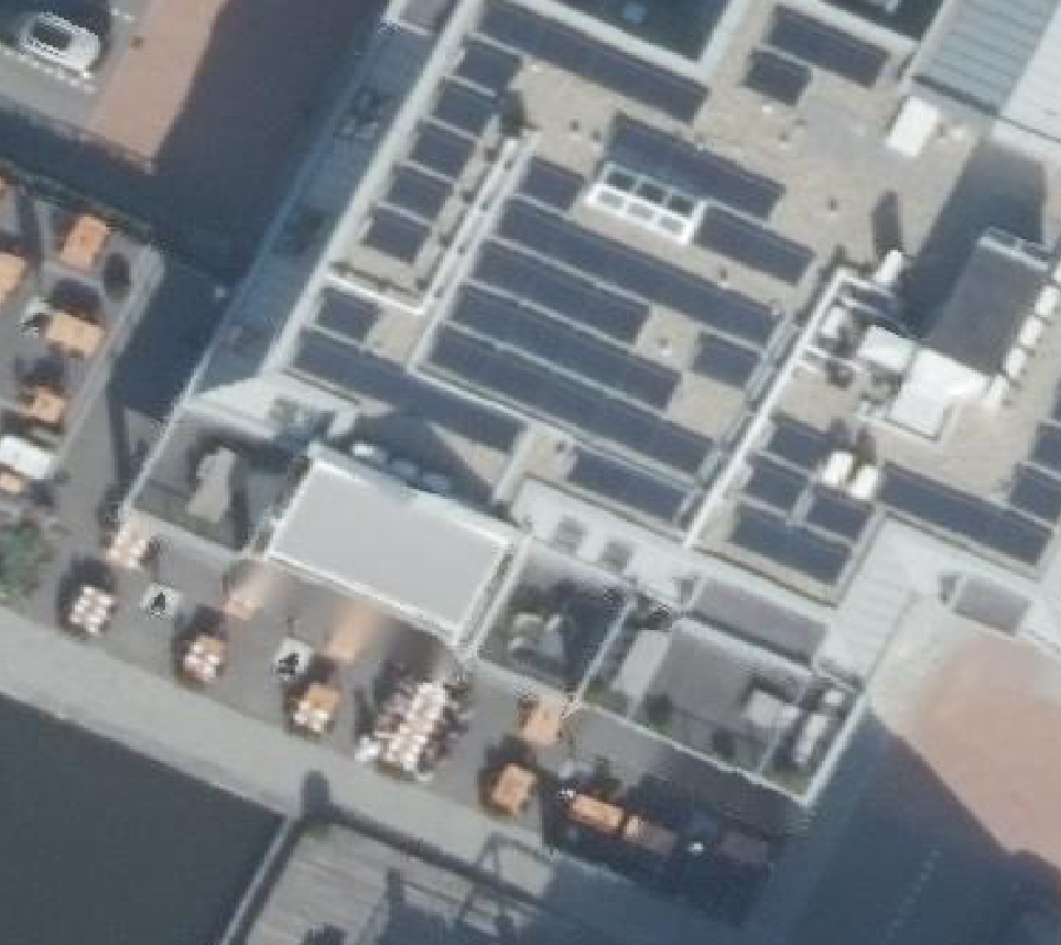 True ortho Luchtfoto op daksegment ingezoomd