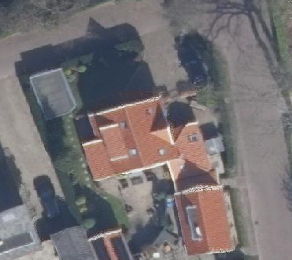 True ortho Luchtfoto op daksegment ingezoomd