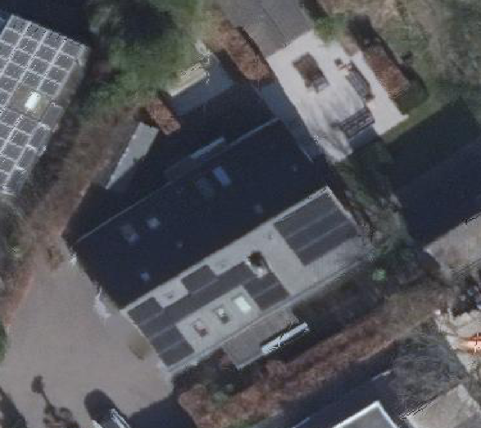 True ortho Luchtfoto op daksegment ingezoomd