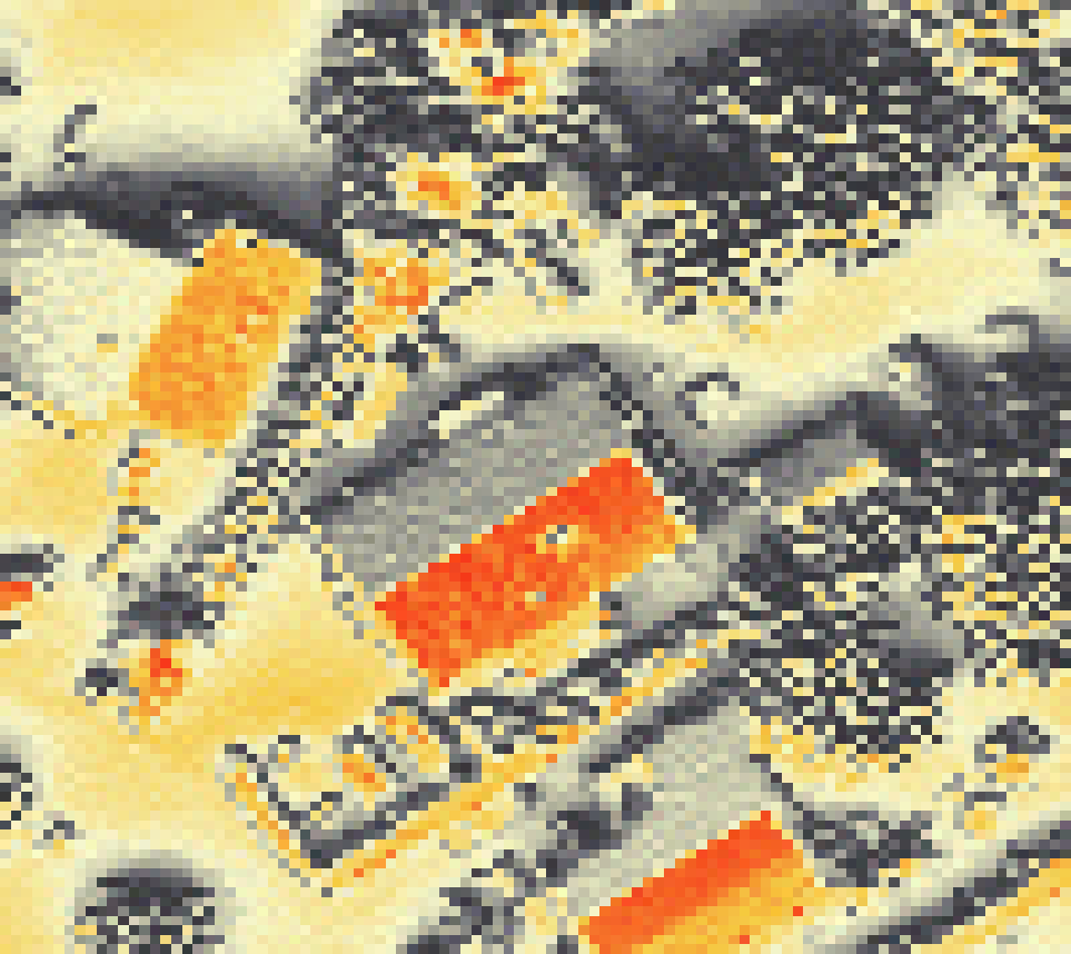 PV-irradiatie op daksegment met intensiteitsverdeling van zonlicht