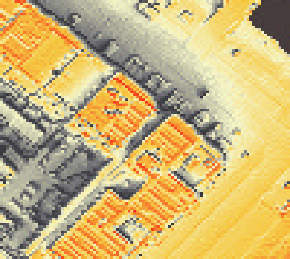 PV-irradiatie op daksegment met intensiteitsverdeling van zonlicht