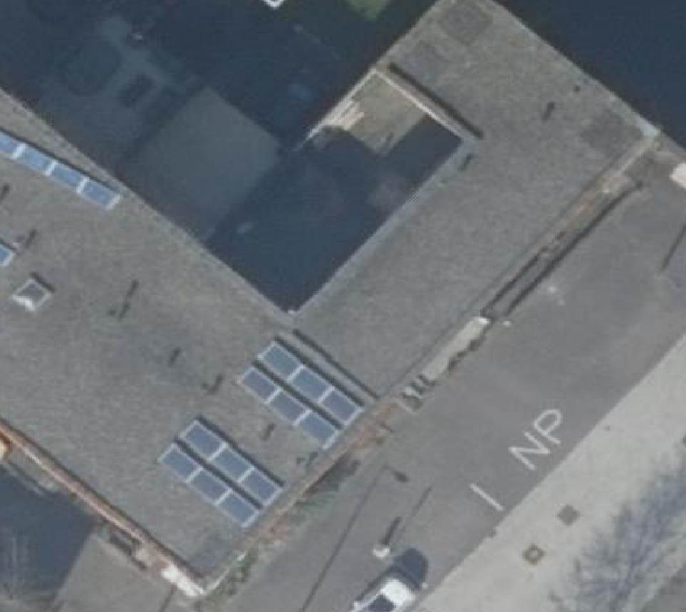 True ortho Luchtfoto op daksegment ingezoomd
