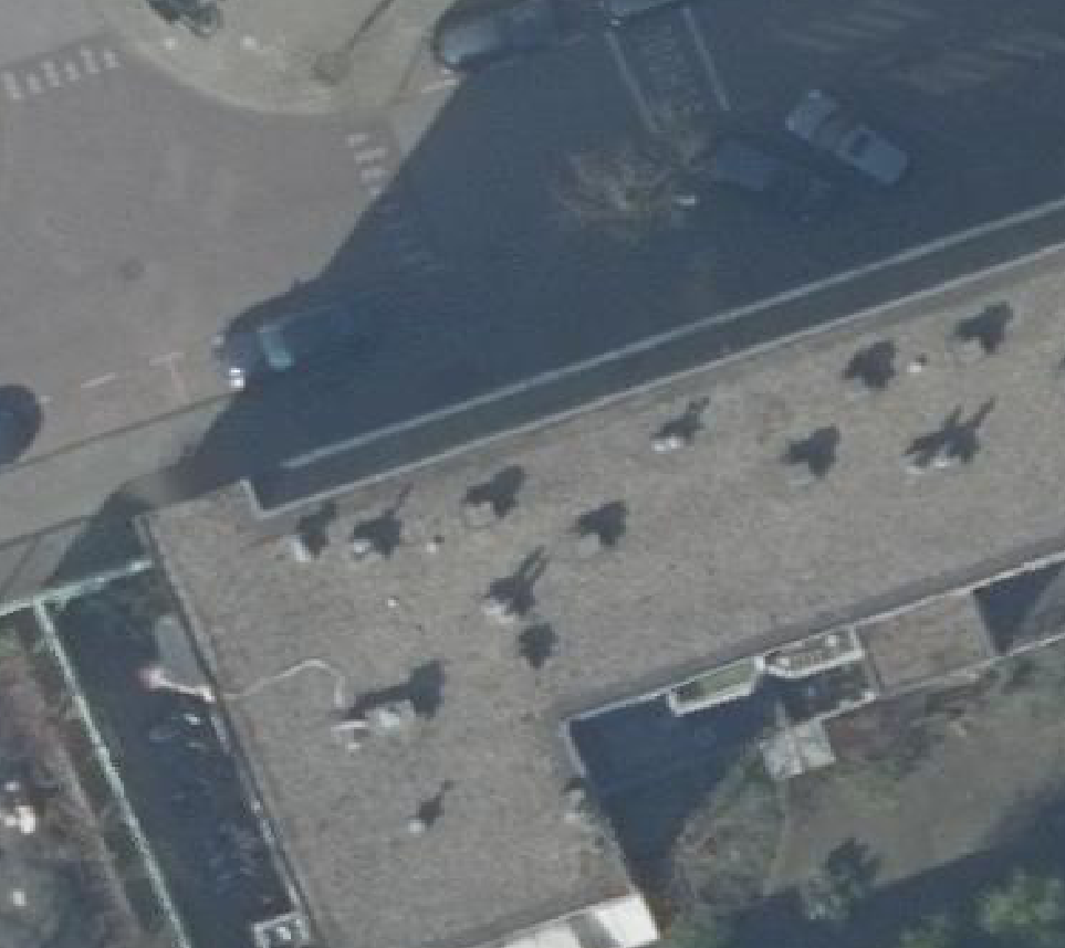 True ortho Luchtfoto op daksegment ingezoomd