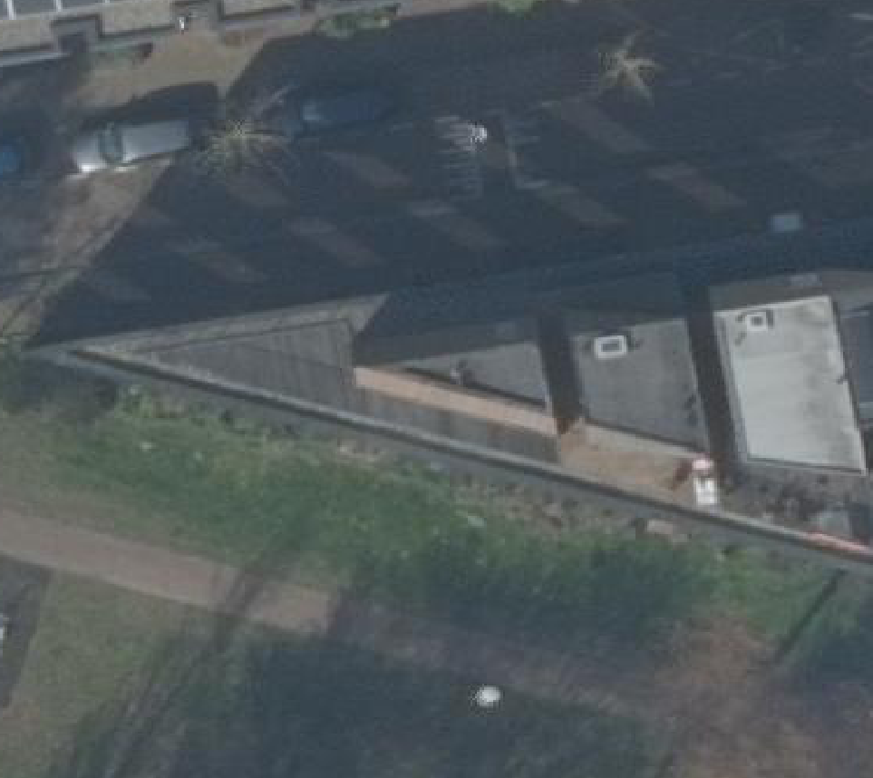 True ortho Luchtfoto op daksegment ingezoomd