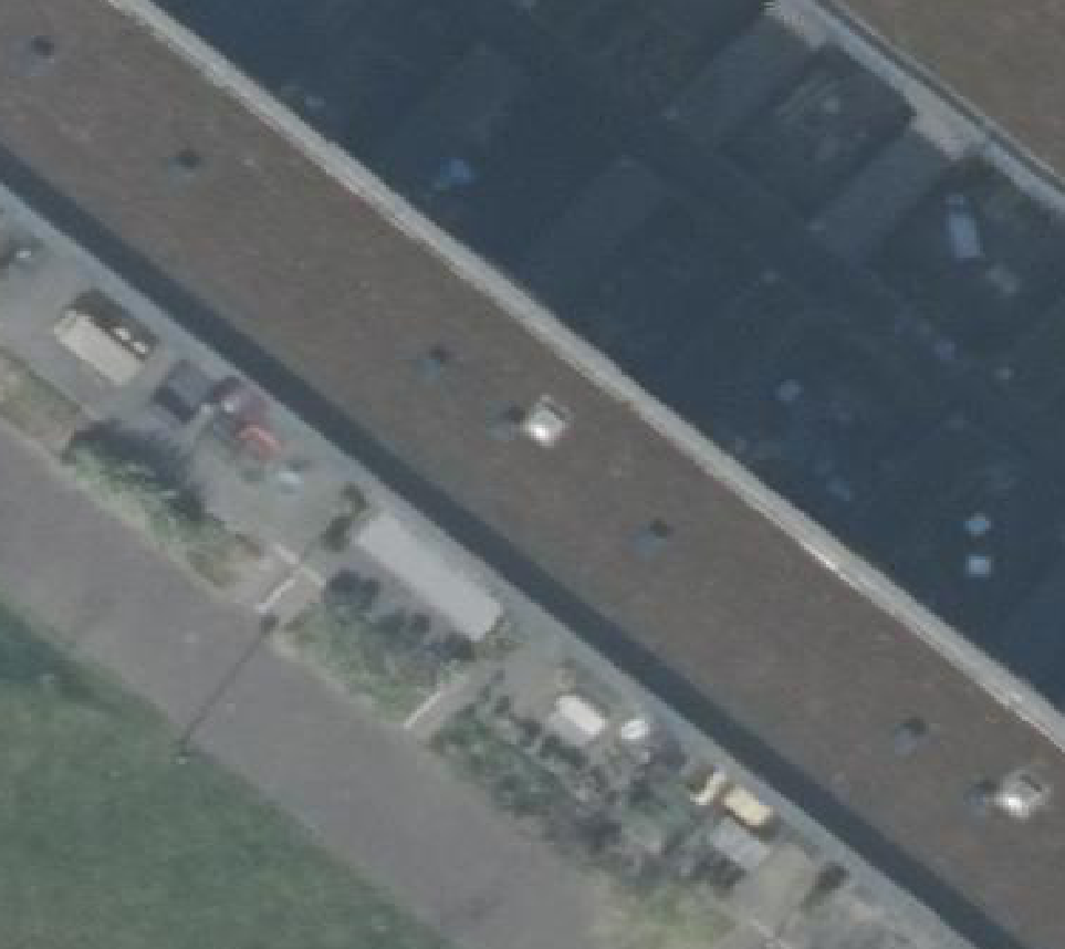 True ortho Luchtfoto op daksegment ingezoomd