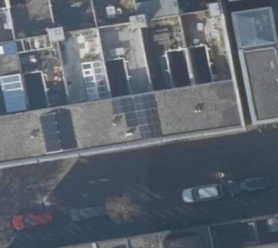 True ortho Luchtfoto op daksegment ingezoomd