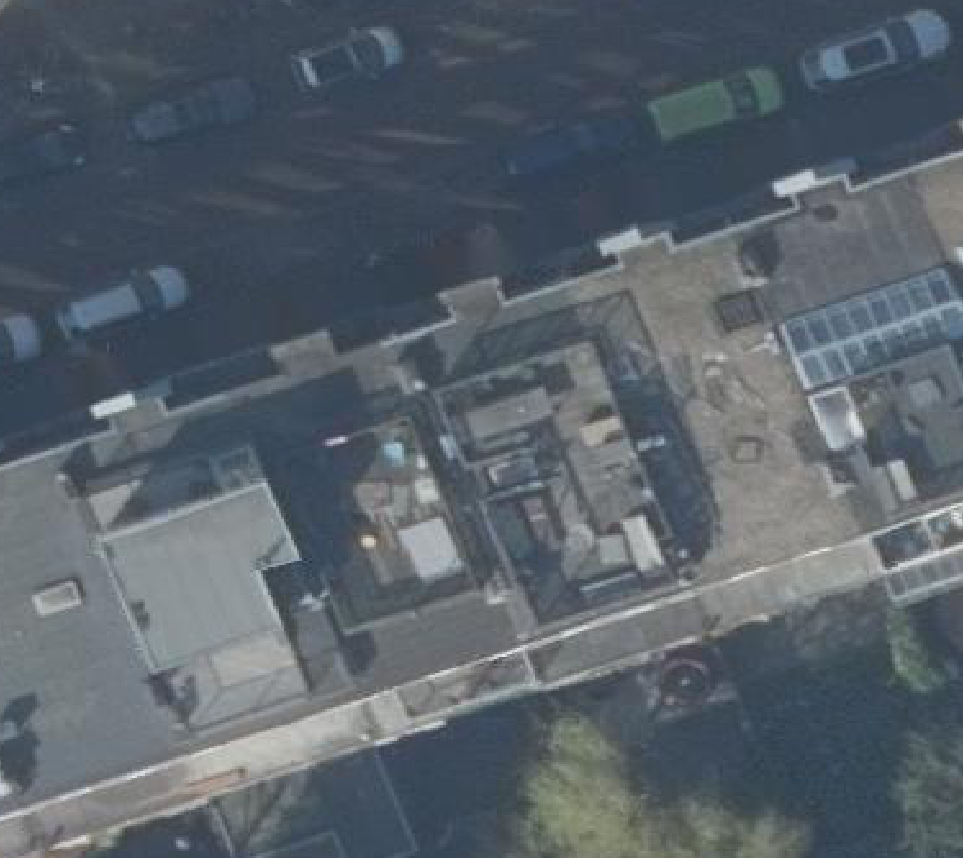 True ortho Luchtfoto op daksegment ingezoomd