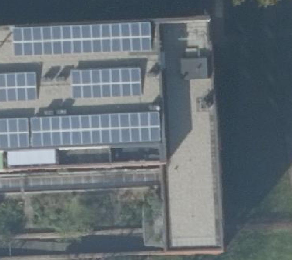 True ortho Luchtfoto op daksegment ingezoomd