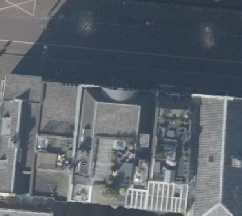 True ortho Luchtfoto op daksegment ingezoomd