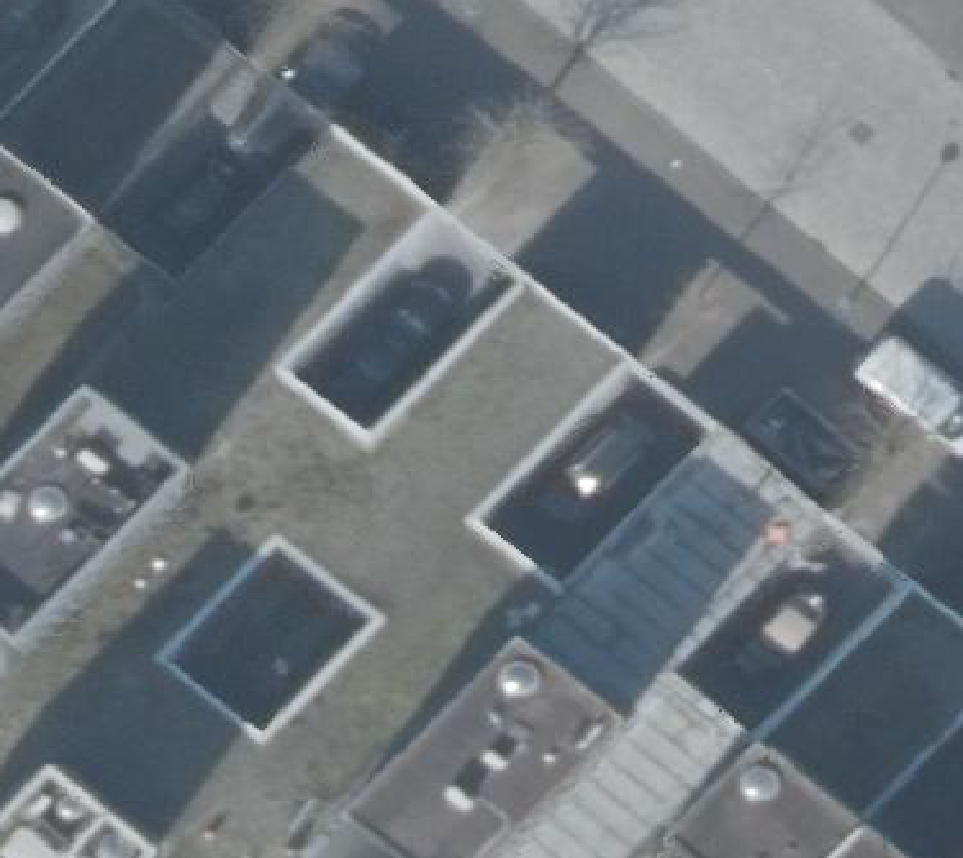 True ortho Luchtfoto op daksegment ingezoomd