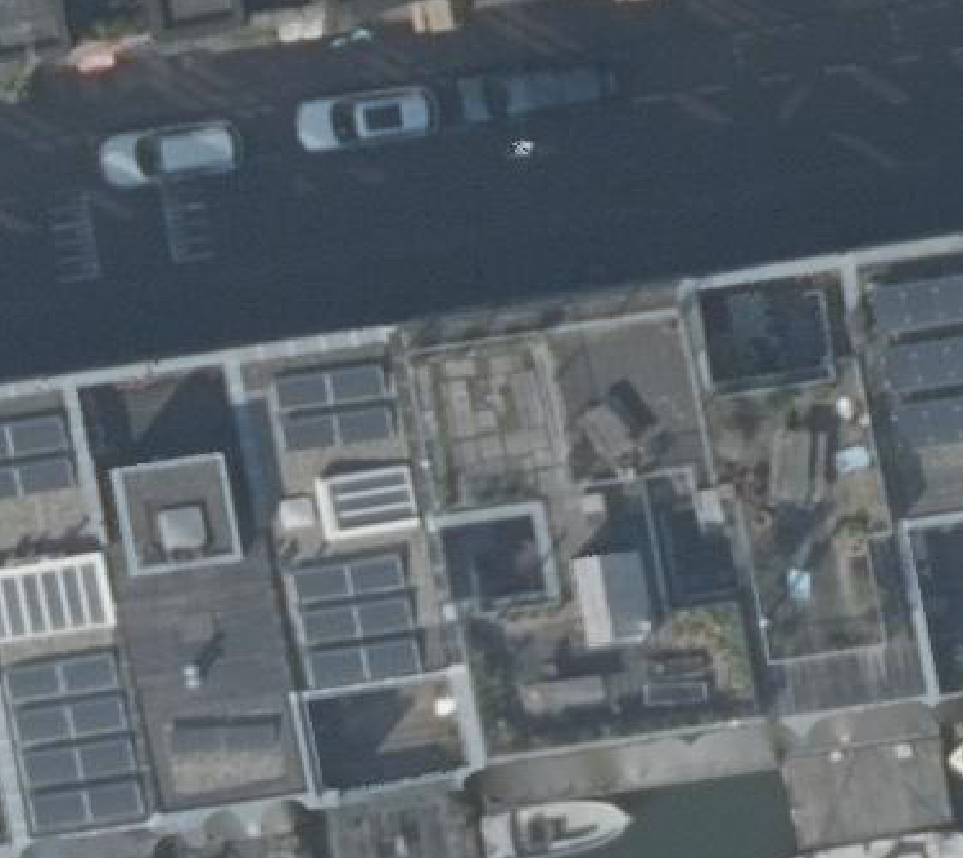 True ortho luchtfoto van Amsterdam met zicht op woning