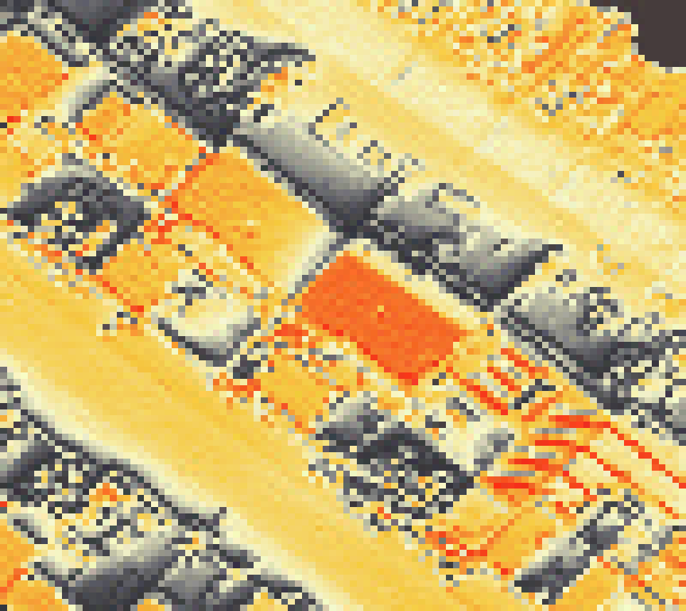 PV-irradiatie op daksegment met intensiteitsverdeling van zonlicht