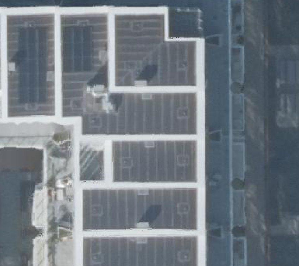 True ortho Luchtfoto op daksegment ingezoomd