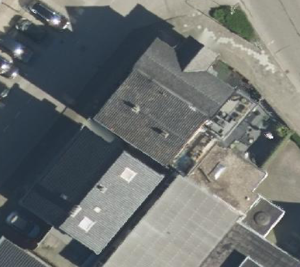 True ortho Luchtfoto op daksegment ingezoomd
