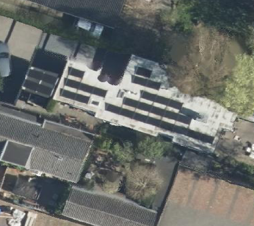 True ortho Luchtfoto op daksegment ingezoomd