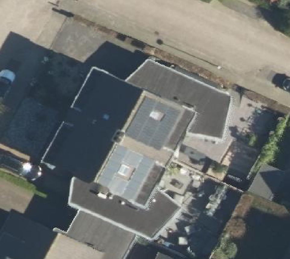 True ortho Luchtfoto op daksegment ingezoomd