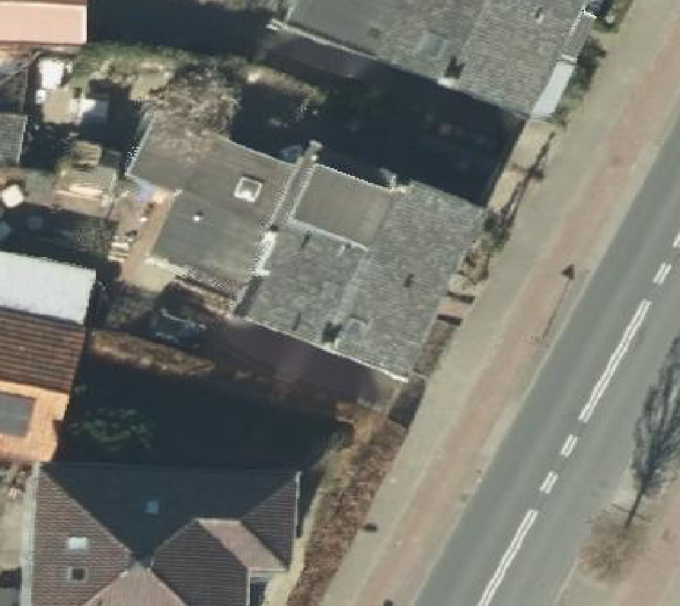 True ortho Luchtfoto op daksegment ingezoomd
