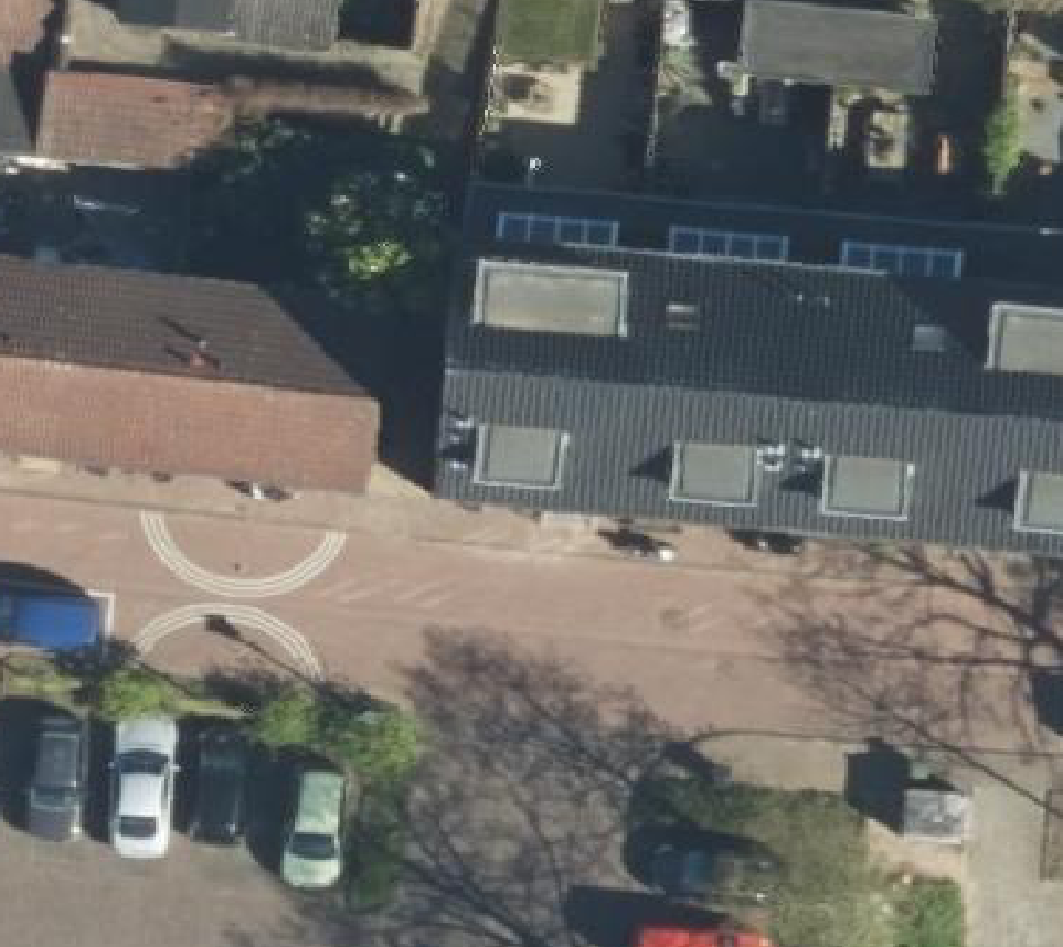 True ortho Luchtfoto op daksegment ingezoomd