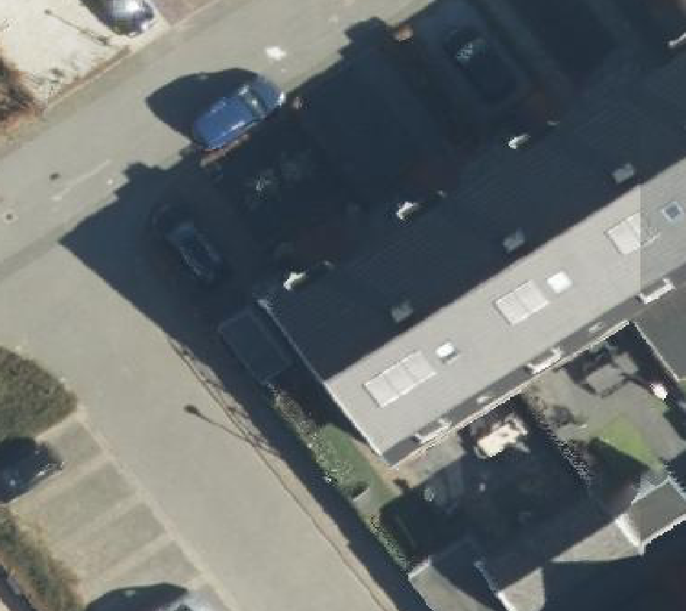 True ortho Luchtfoto op daksegment ingezoomd