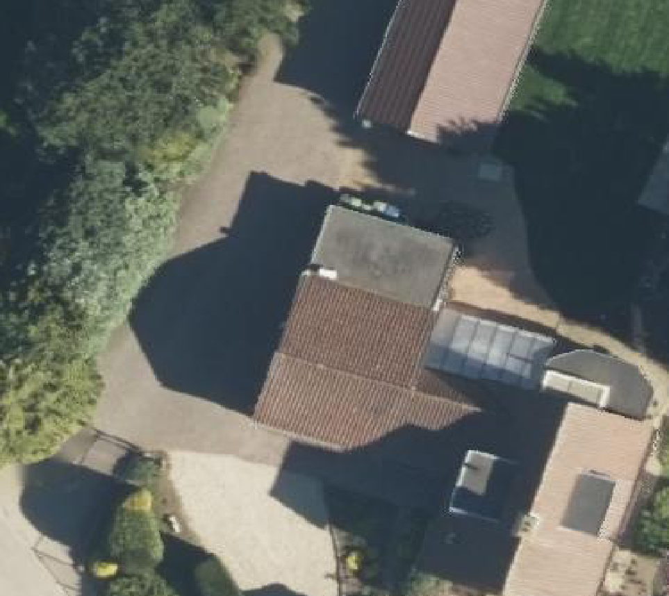 True ortho Luchtfoto op daksegment ingezoomd