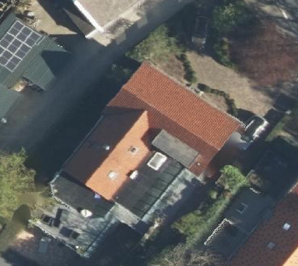 True ortho Luchtfoto op daksegment ingezoomd