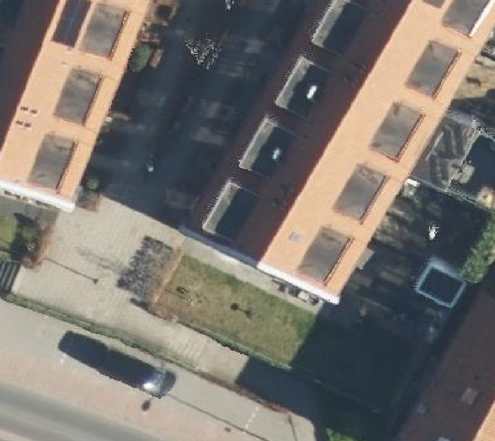 True ortho Luchtfoto op daksegment ingezoomd