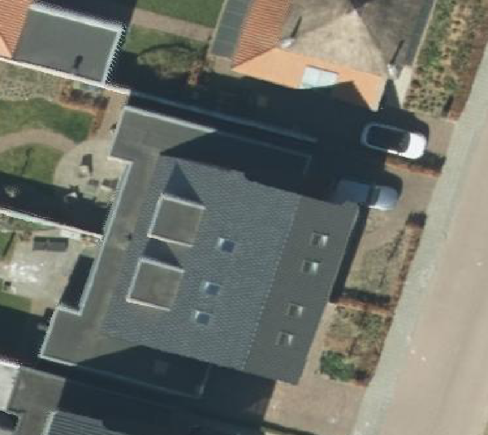 True ortho Luchtfoto op daksegment ingezoomd
