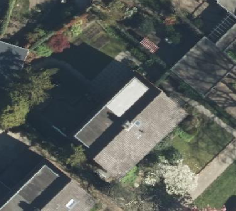 True ortho Luchtfoto op daksegment ingezoomd