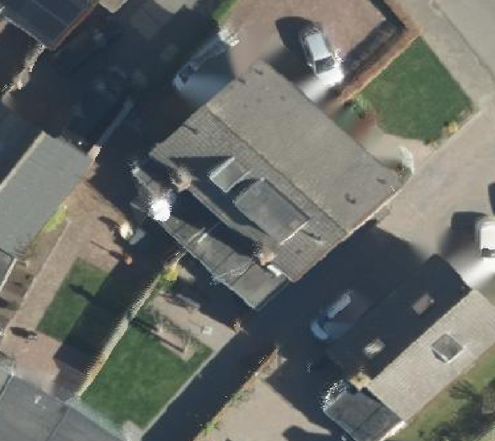 True ortho Luchtfoto op daksegment ingezoomd