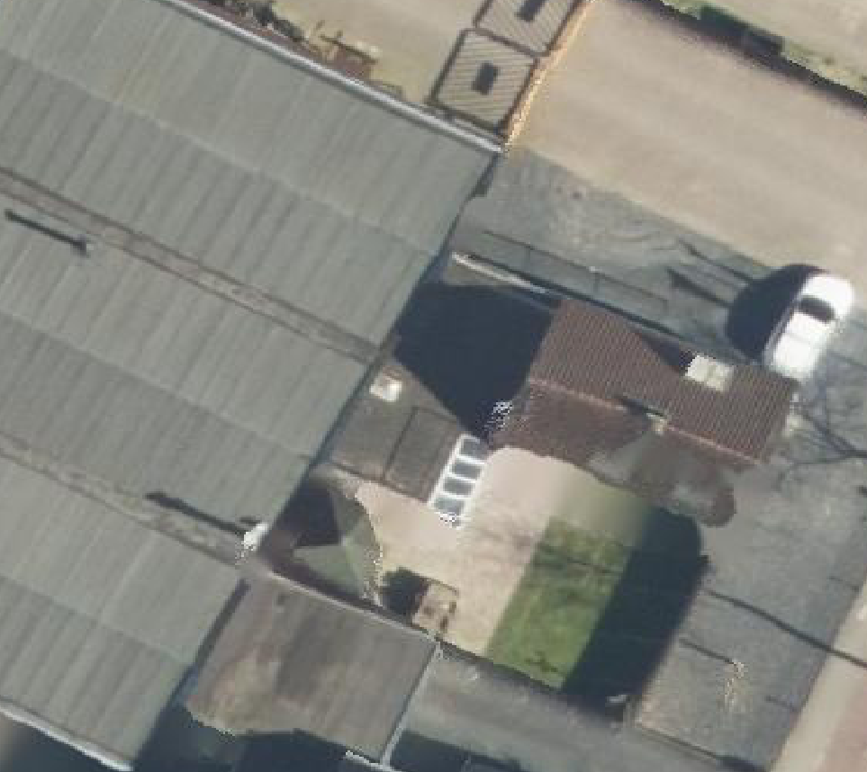 True ortho Luchtfoto op daksegment ingezoomd