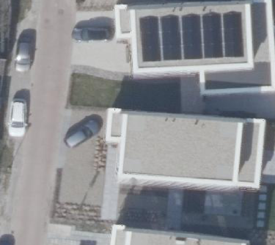 True ortho Luchtfoto op daksegment ingezoomd